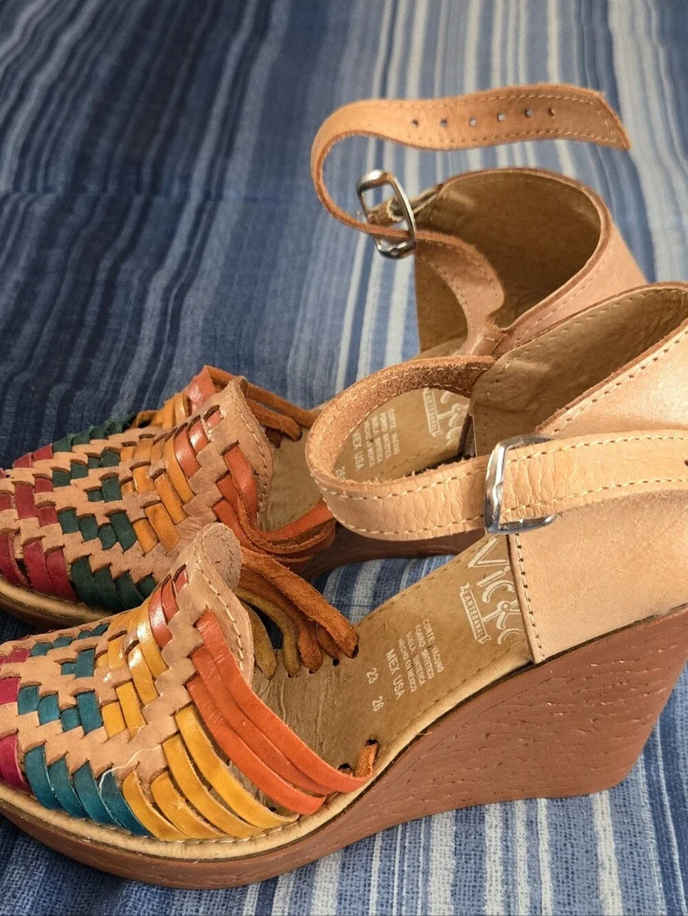 Multicolor Woven Leather Huarache Sandals - Women